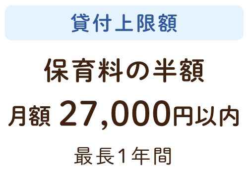 貸付上限額 保育料の半額 月額27,000円以内